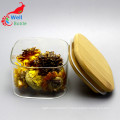 high borosilicate glass storage jar with bamboo lid Storage-146RL